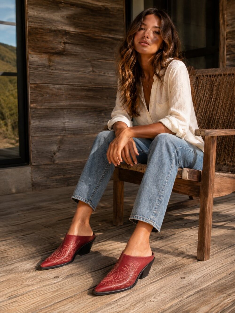 Charlie 1 Horse I6031 Red Leather Mule Size 8.5 B Women's